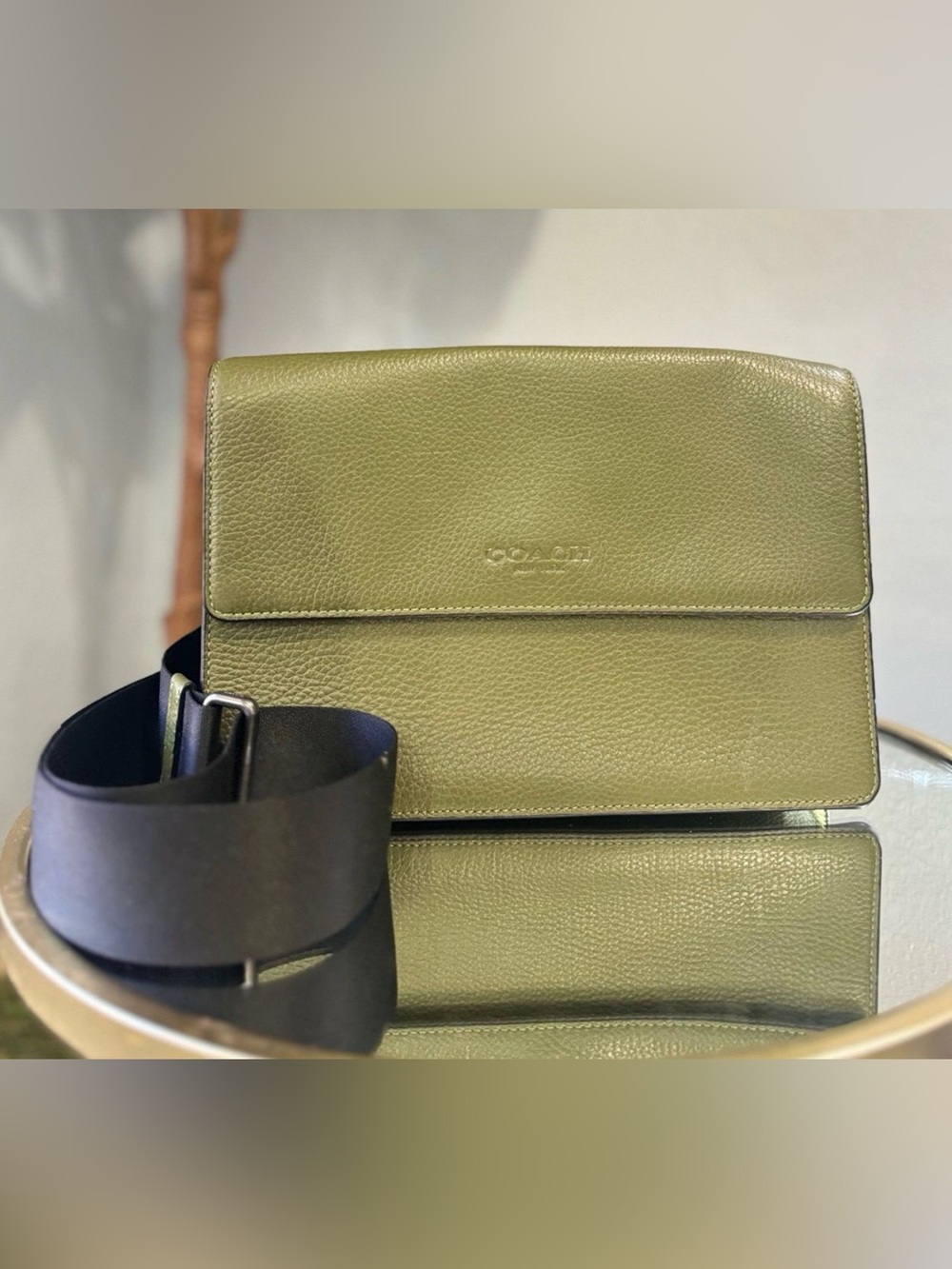 COACH Turner Flap Crossbody in Olive Refined Pebbled Leather